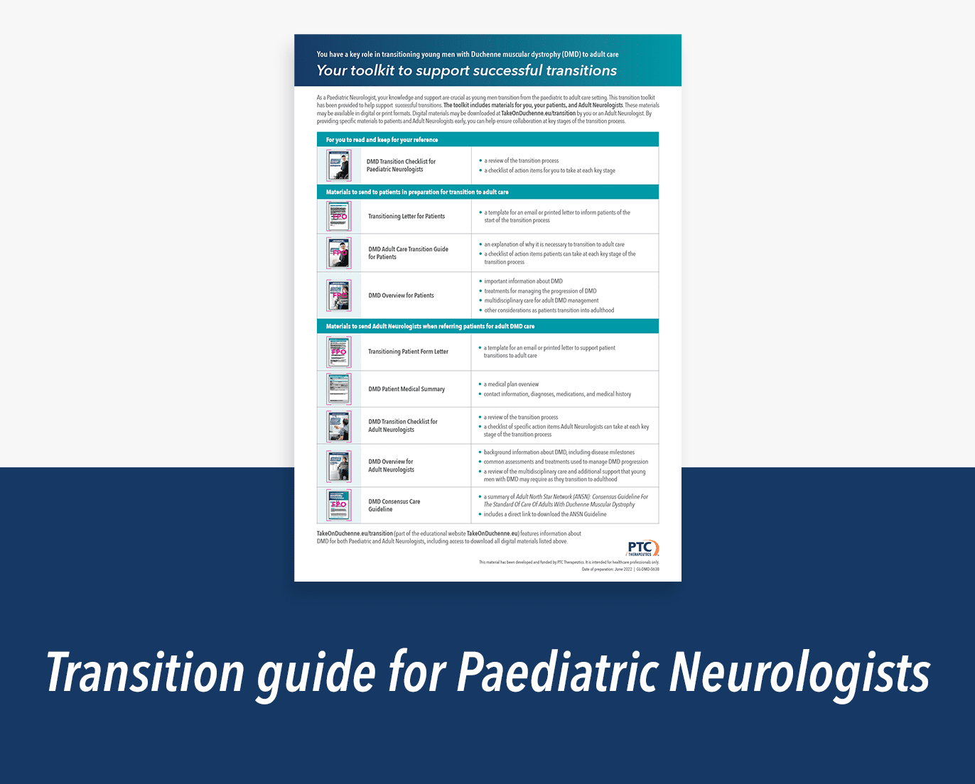 Image showing the front cover of the transition guide for paediatric neurologists’ booklet